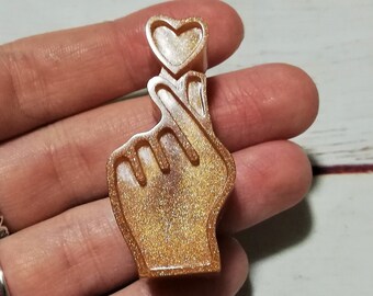 Finger Heart Silicone mold kpop bts corean heart for resin and polymer clay creations