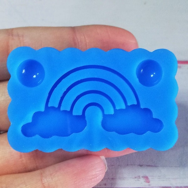 Moule silicone arc-en-ciel avec nuages pour créations en résine et fimo