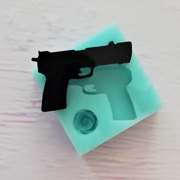 Moule mini pistolet en silicone pour créations en résine et fimo