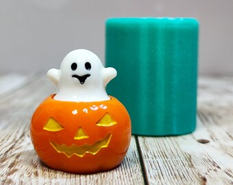 3D Ghost on pumpkin silicone mold 3x2,5 cm for resin, plaster, soap, wax and polymer clay creations