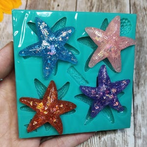Starfish Silicone mold 4pcs 4,5cm for resin, plaster, wax, soap and polymer clay creations