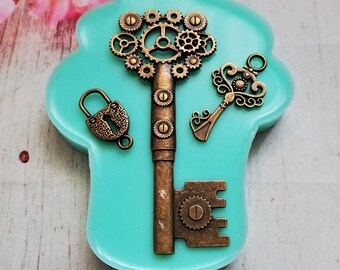 Steampunk Keys silicone mold for resin and polymer clay creations