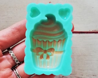 Cupcake with bow silicone mold for resin and polymer clay
