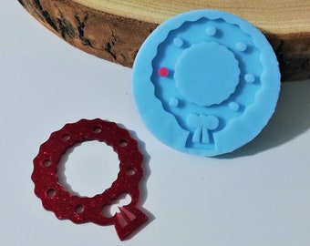 Molde de silicona de corona navideña para creaciones de resina y fimo