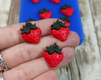 Strawberries silicone mold 9pcs 2cm for resin, plaster, soap, wax and polymer clay creations