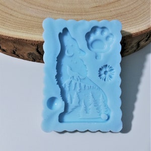 Molde de silicona de lobo con paisaje natural para creaciones de resina y fimo