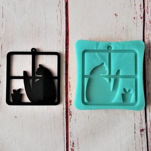 Siliconenmal Kat op raam voor creaties van hars en fimo