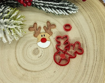 Cortador de reno navideño para arcilla polimérica, herramientas para arcilla polimérica, cortador de aretes, cortador de arcilla