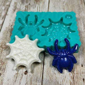 Spider and Spiderweb silicone mold 3 cm for resin, plaster, wax, soap and polymer clay creations