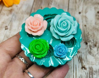 Stampo Rose in silicone varie dimensioni 4pz per creazioni in resina, gesso, paste polimeriche, sapone, cera e jesmonite