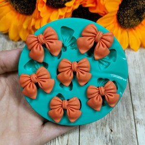 Bows silicone mold 6pcs 3cm for resin, plaster, polymer clay, wax and soap creations
