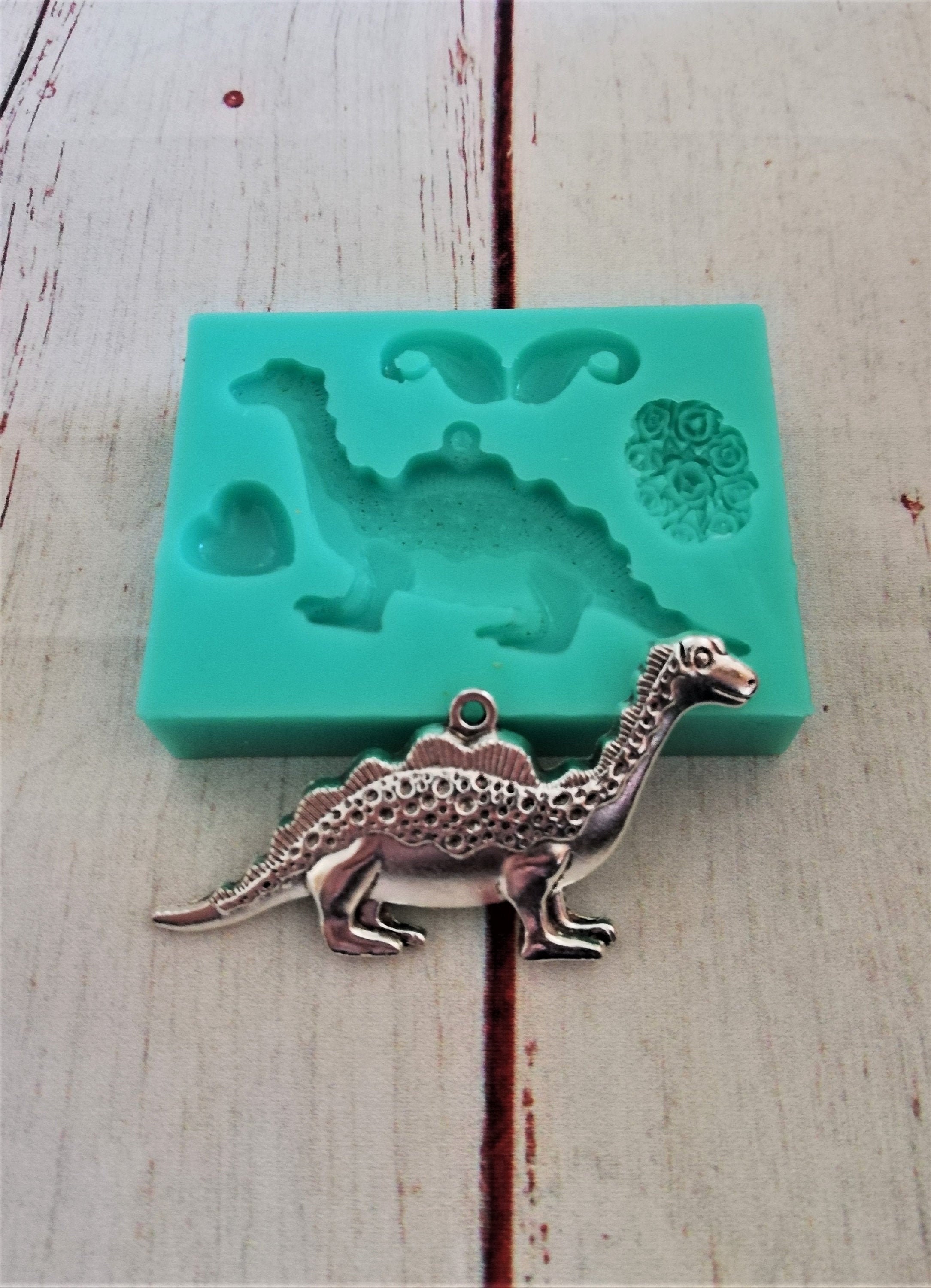 Dinosaur Charm Silicone Mold for Resin and Polymer Clay Creations 