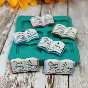 Once Upon A Time Open Book silicone mold 6pcs 2cm for resin, plaster, wax, soap, candle, jesmonite and polymer clay creations