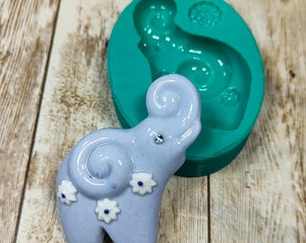 Molde de silicona de elefante con flores para creaciones de resina, arcilla polimérica y yeso.