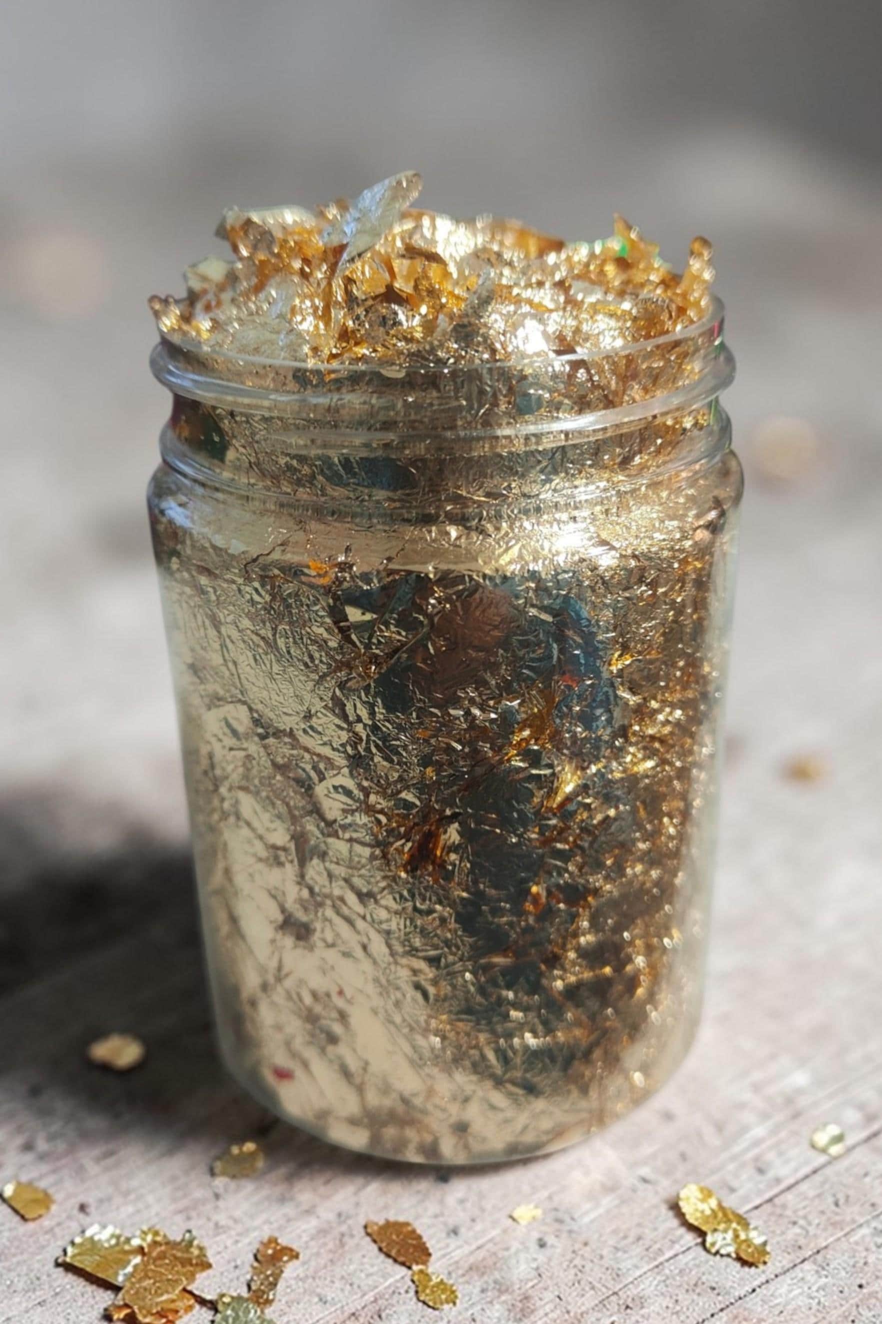 金箔フレーク - 5.5 x 8 cm 瓶 28g 樹脂、石膏、キャンドル、ネイル