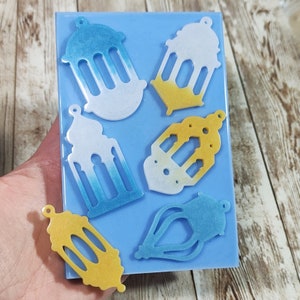Laternen 6 Stück 6 x 3 cm Silikonform für Kreationen aus Harz, Gips, Seife, Wachs und Polymer Clay