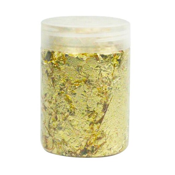 金箔フレーク - 5.5 x 8 cm 瓶 28g 樹脂、石膏、キャンドル、ネイル