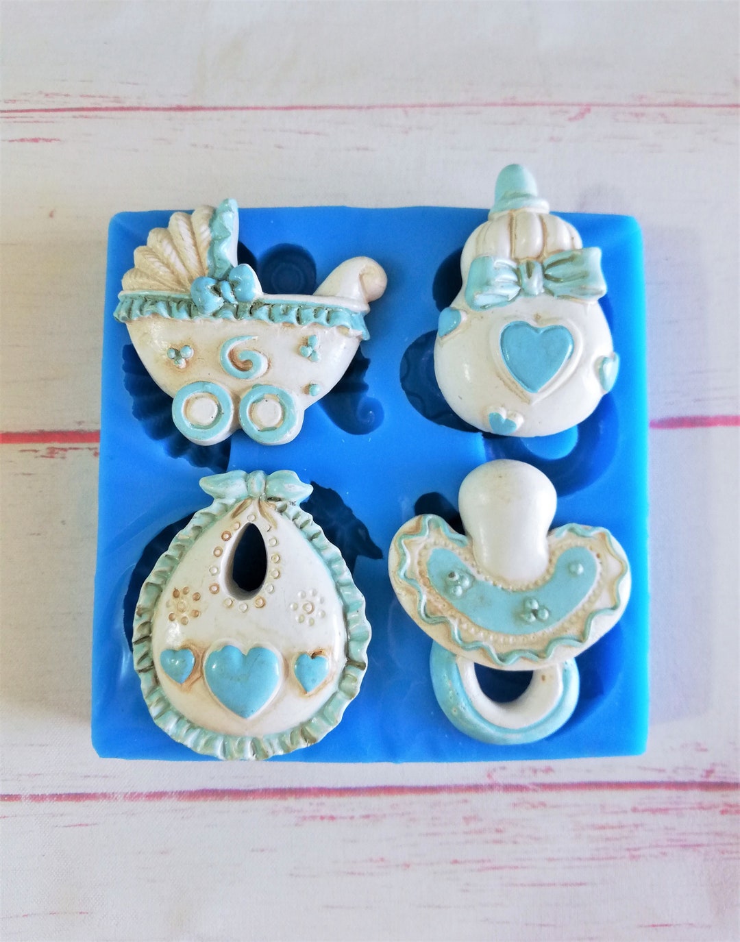 Baby Bottle, Bib, Stroller and Pacifier Silicone Mold for Resin and