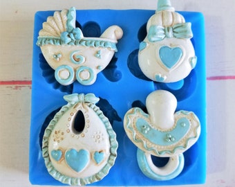 1/2 Pezzi Stampo in Silicone per Baby Shower Stampo Piedini Bambino