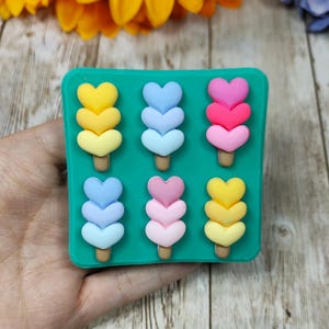 Heart Ice Cream silicone mold 6pcs 4cm for resin, plaster, wax, soap, candle, jesmonite and polymer clay creations