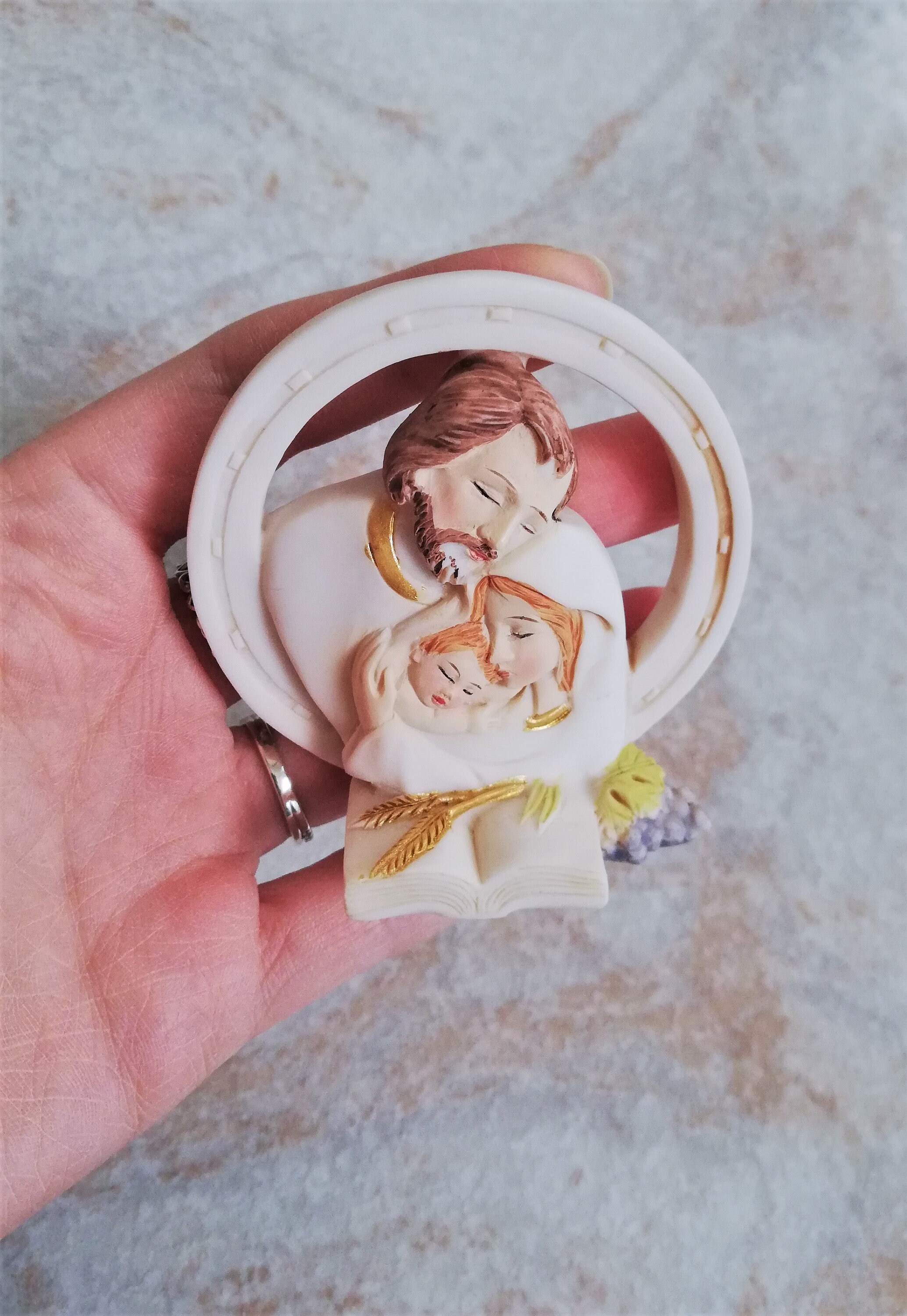 Stampo In Silicone Per Resina Epossidica Sacra Famiglia Cattolica Fai Da Te 12,5x7,3 Cm