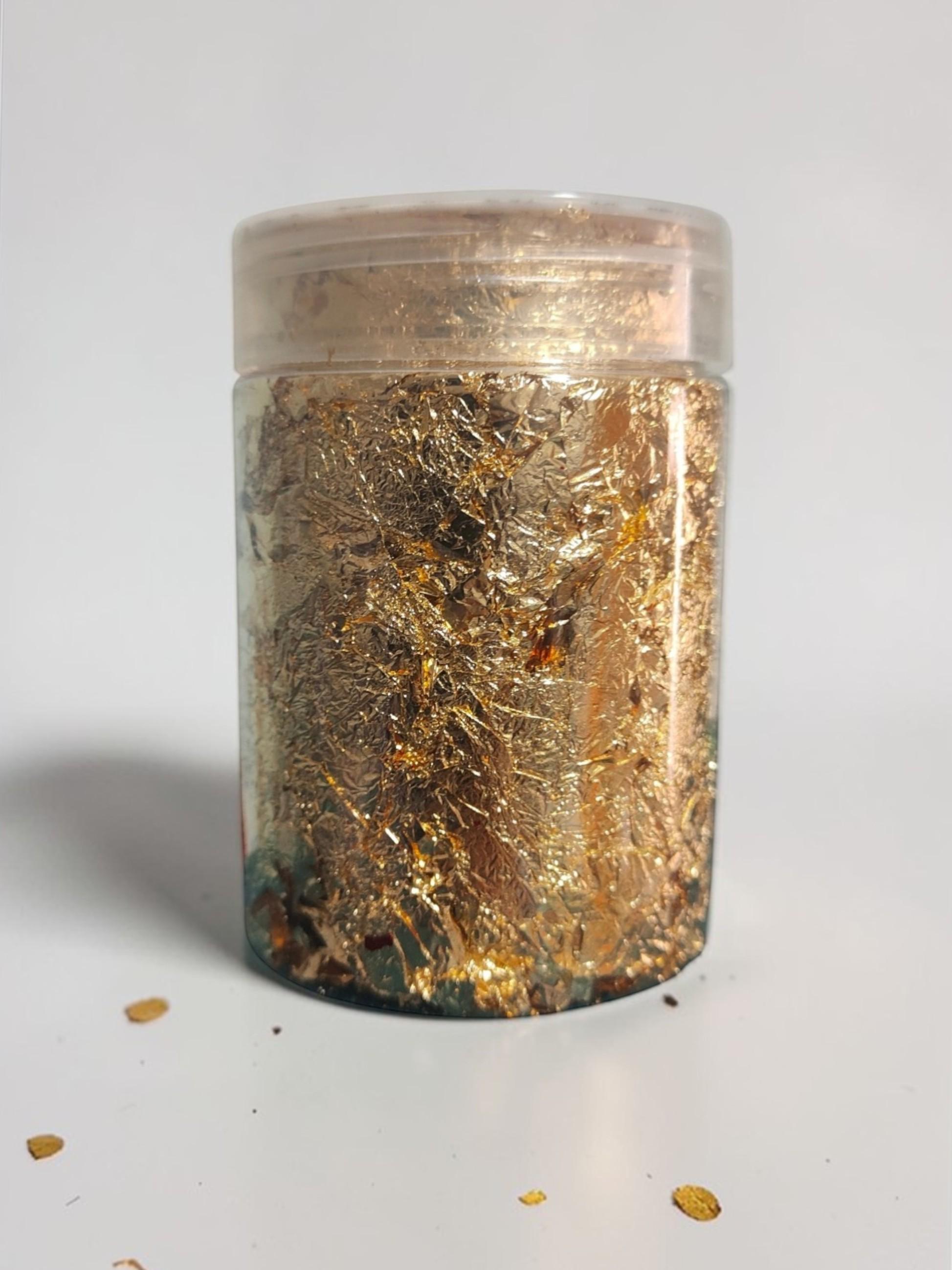 金箔フレーク - 5.5 x 8 cm 瓶 28g 樹脂、石膏、キャンドル、ネイル