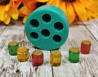6 moldes de silicona 3D para tarros de mermelada o miel (1-2 cm) para resina, yeso, jabón, cera, velas, jesmonite y arcilla.