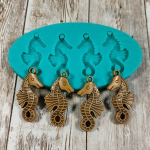 Seahorse silicone mold 4pcs 45x25 mm for resin, plaster, wax, polymer clay and soap creations