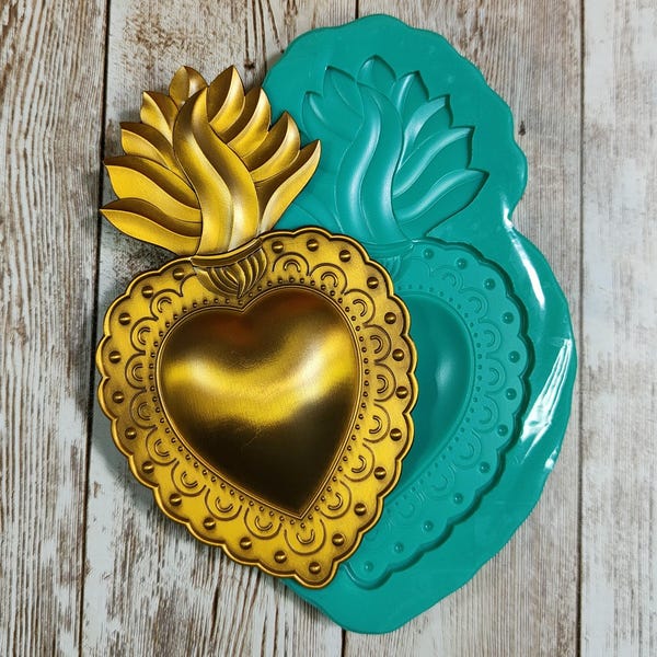 Sacred Heart silicone mold 13x8cm for resin, plaster, wax, candle, soap,  jesmonite and polymer clay creations