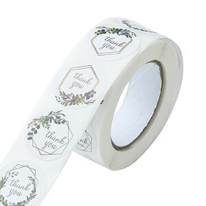 Adesivi - Grazie/Thank You - 500 pezzi 2,5cm, con cornice e fiori diversi stili, stickers per pacchi e ordini