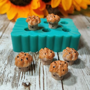 3D-Süße-Muffin-Form, 6 Stück, 1 cm, Silikon, für Kreationen aus Harz, Gips, Polymer-Ton, Seife und Wachs.
