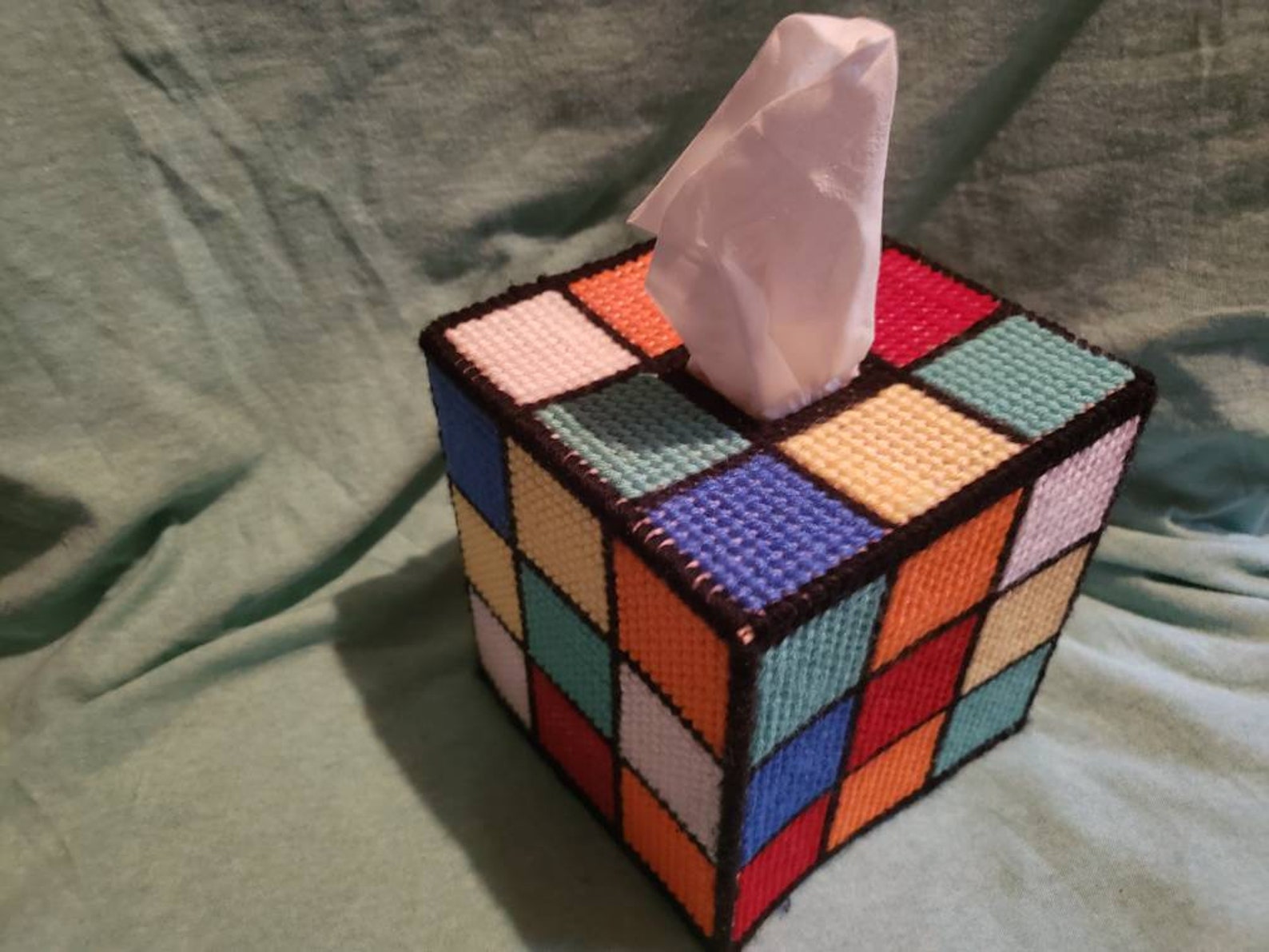 Rubik's cube tissue box cover handmade Etsy