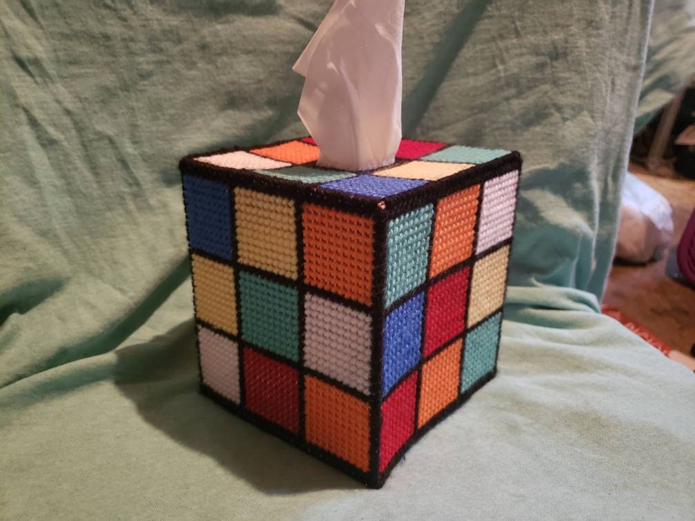 Rubik's cube tissue box cover handmade Etsy