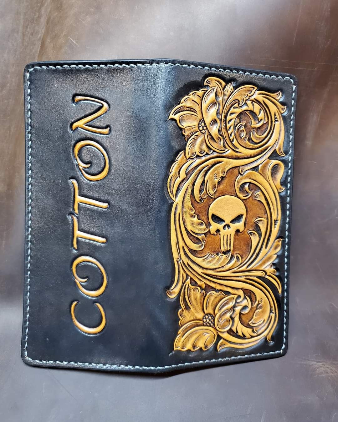 Custom Hand Tooled Leather Tally Book Cover Made to Order Etsy