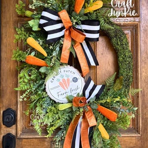 Carrot Patch Moss Wreath, Easter Spring wreath for Front Door, Farmhouse Decor