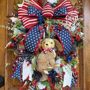 Patriotic 4th of July Summer Wreath | Fourth July Wreath |  Veterans Day | Memorial Day | summer decor | front door wreath