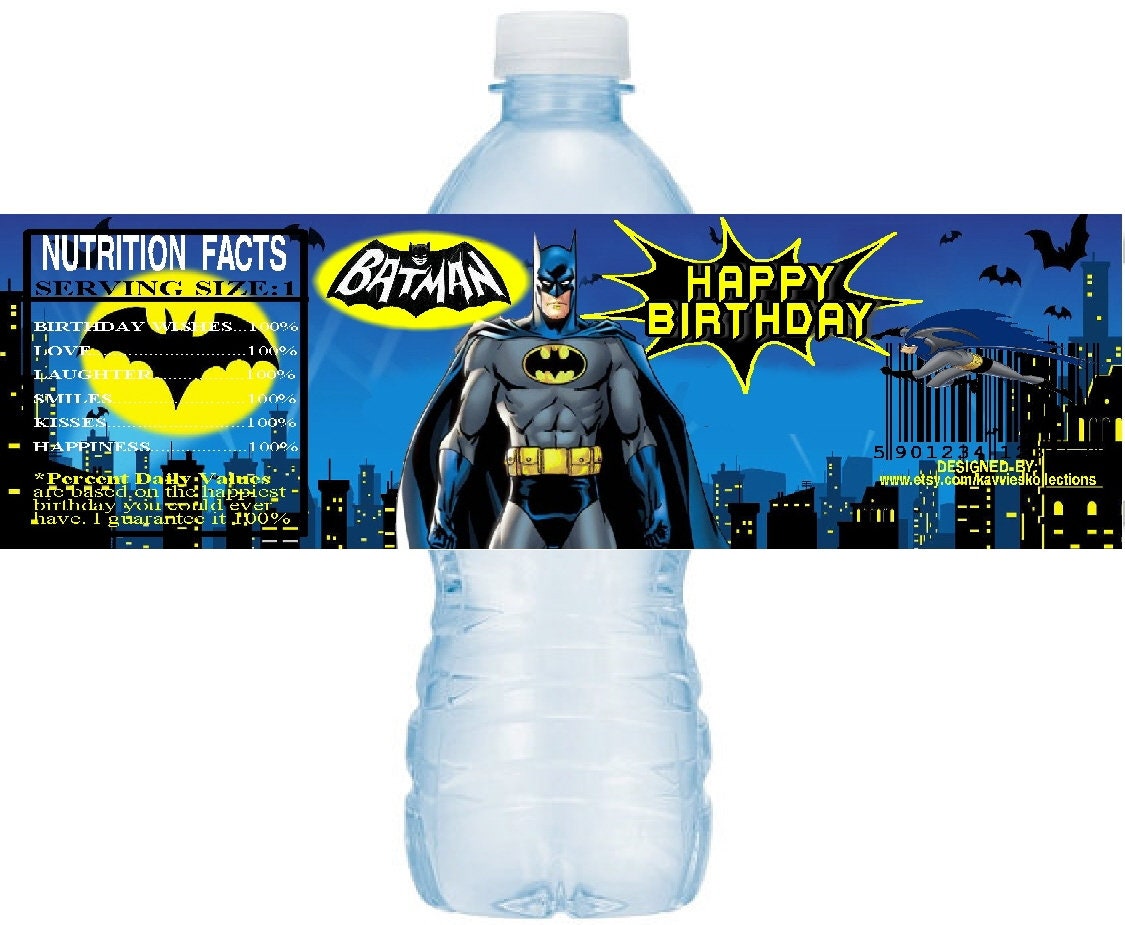 BATMAN Water Bottle Labels instant download DIY Printable Etsy