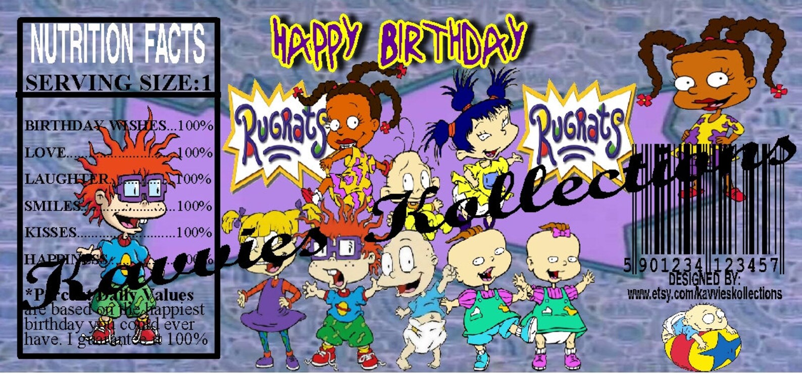 RUGRATS Water Bottle Labels instant download DIY Printable | Etsy