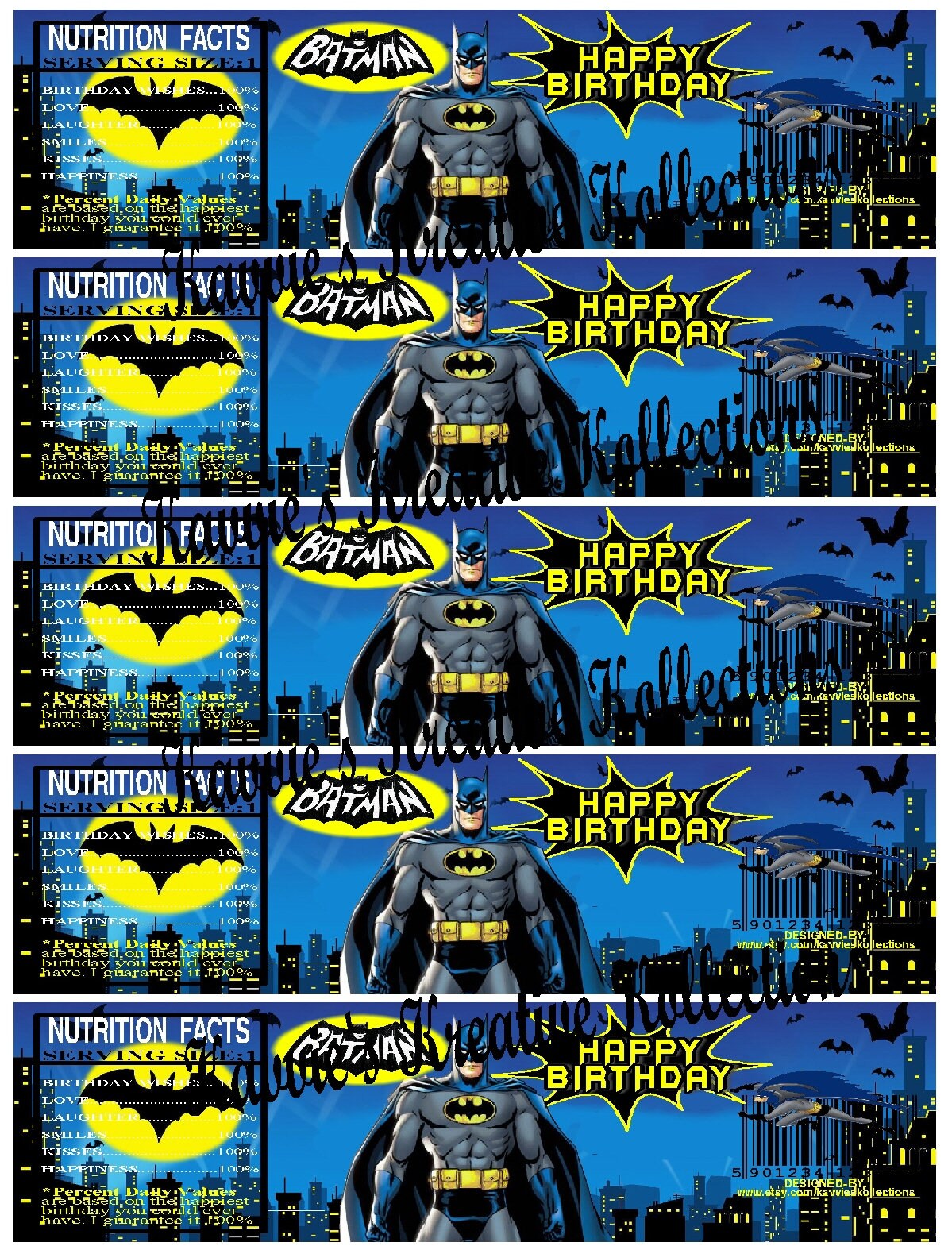 BATMAN Water Bottle Labels instant download DIY Printable Etsy