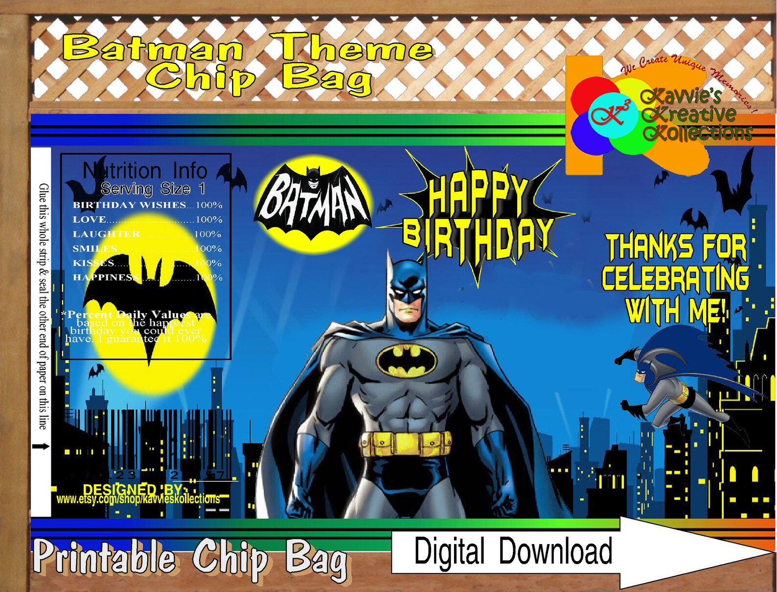 Printable BATMAN Theme Chip Bags Batman Chip Bags DIY | Etsy