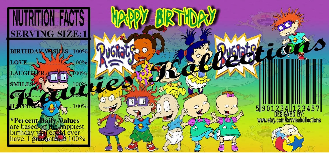 RUGRATS Water Bottle Labels instant download DIY Printable | Etsy