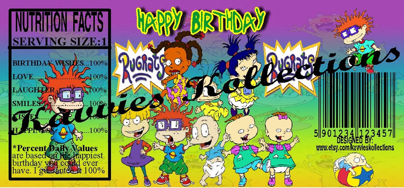 RUGRATS Water Bottle Labels instant download DIY Printable | Etsy