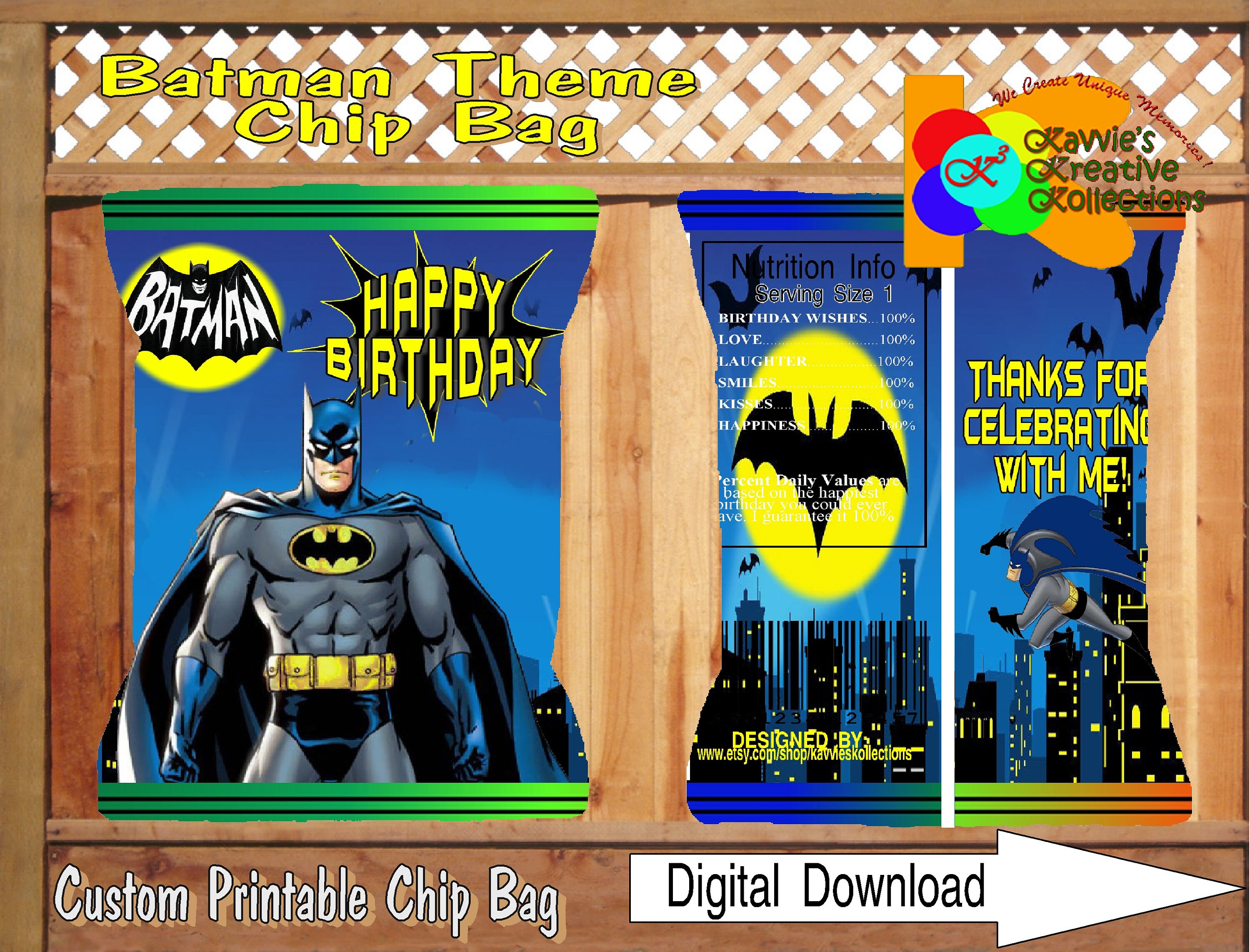 Printable BATMAN Theme Chip Bags Batman Chip Bags DIY | Etsy