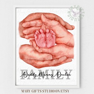 Family Hands Print Personalised Family Portrait Foot Print Kids Family Wall Print Gift Family Wall Art Customised Gift for Family Baby foot