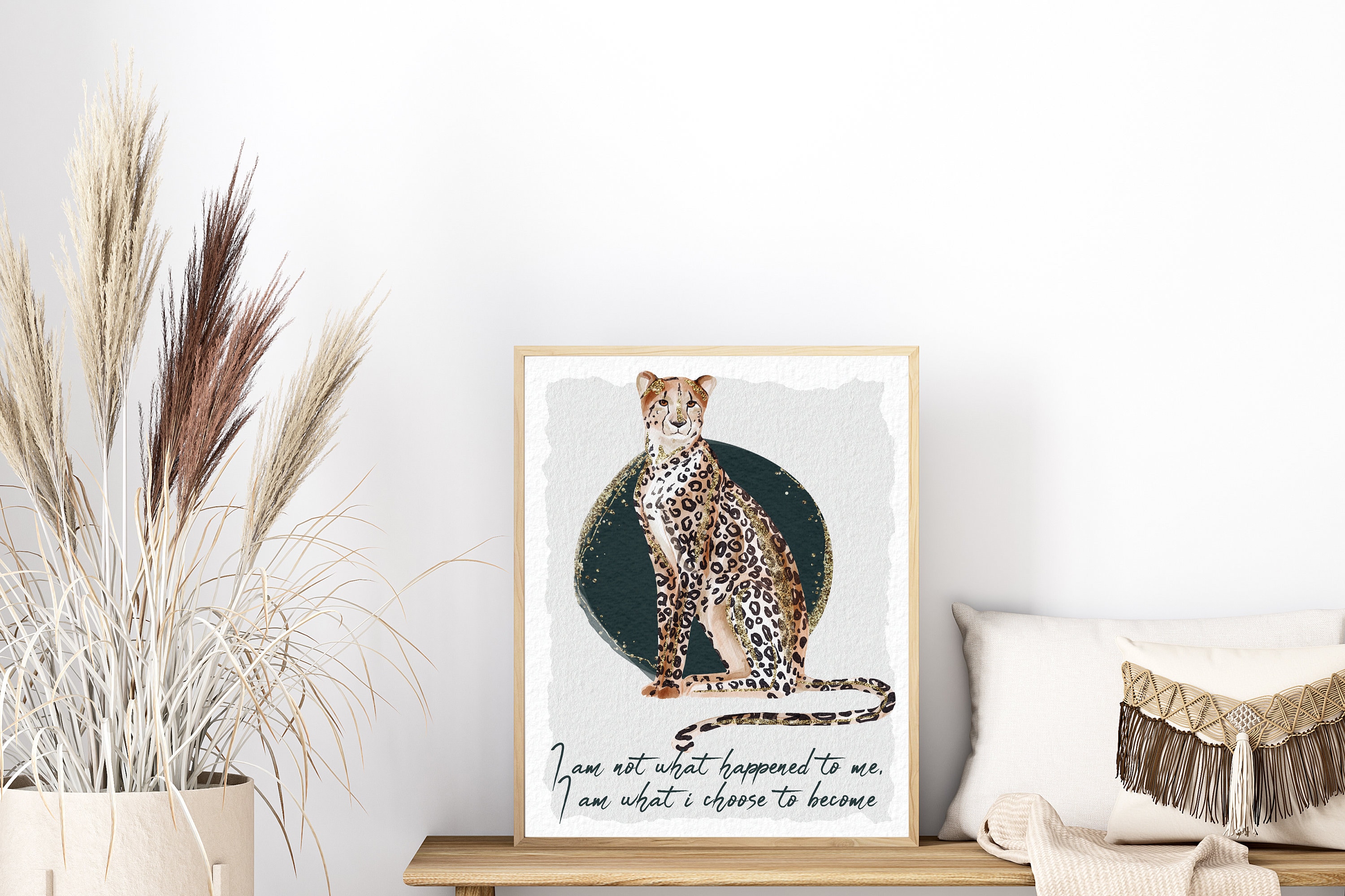 Fearless and Free Leopard Print Wall Art Print, Motivational Print,  Inspirational Quote, Gift, Animal Print Decor, Positive Affirmation