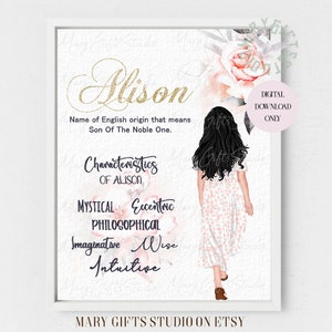 Personalised Name Meaning Decor Sign Name Wall Art Custom Printable Kids Room Decor Nursery Decor Sign Personalised Baby & Child print Gifts
