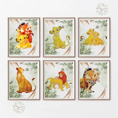 The Lion King Nursery Wall Art Set of 6 Printables Nursery Etsy