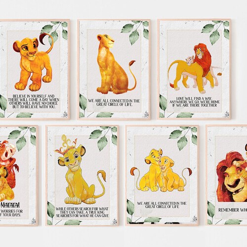 The Lion King Nursery Wall Art Set of 6 Printables Nursery Etsy
