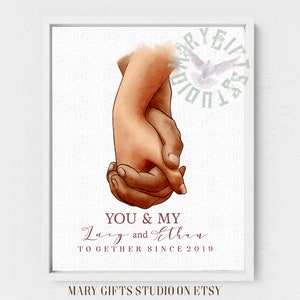 Personalized gift  Love print Life print Gifts for her Holding hands Gifts for him Anniversary present Personalised holding hands Custom art