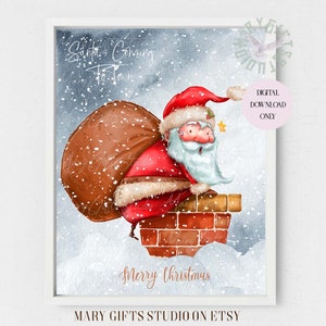 Santa&#39;s Coming To Town Christmas Sign Holiday Decor Happy Holidays Christmas Print Xmas Printable Home Decor Christmas decorations Gift idea